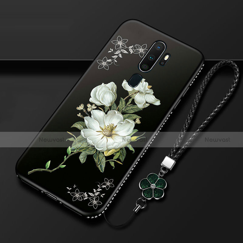 Silicone Candy Rubber Gel Flowers Soft Case Cover for Oppo A9 (2020) White