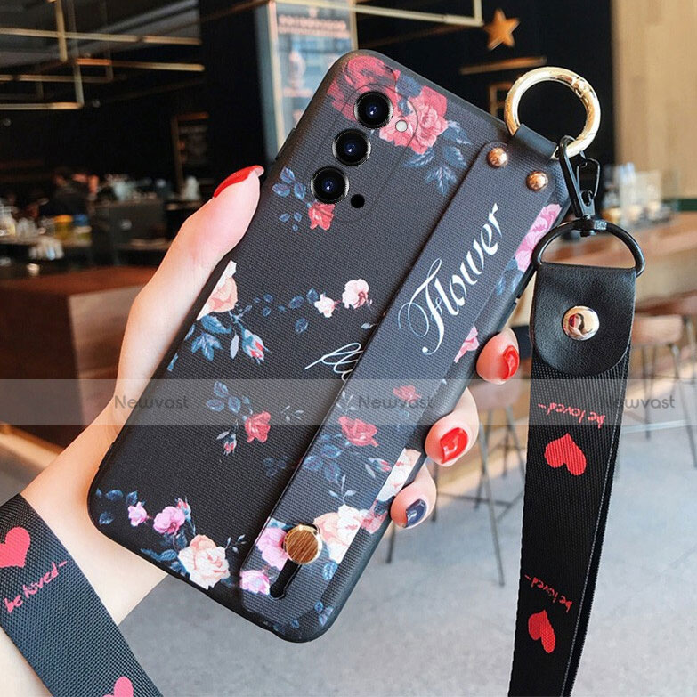 Silicone Candy Rubber Gel Flowers Soft Case Cover for Oppo Reno4 5G Black