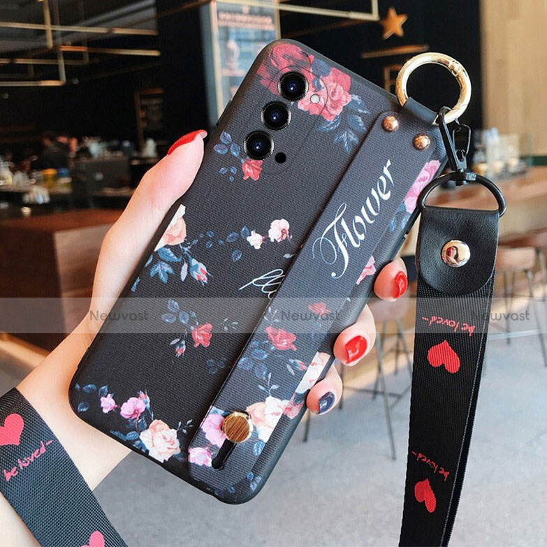 Silicone Candy Rubber Gel Flowers Soft Case Cover for Oppo Reno4 Pro 5G Black