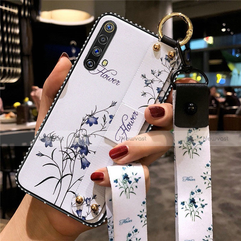 Silicone Candy Rubber Gel Flowers Soft Case Cover for Realme X50 5G White
