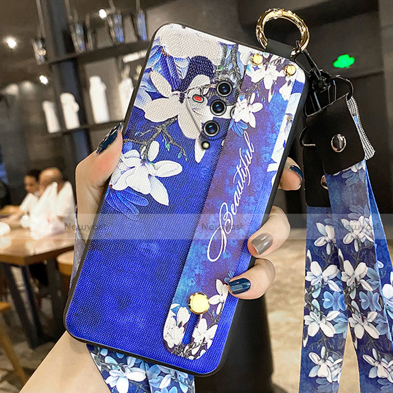 Silicone Candy Rubber Gel Flowers Soft Case Cover for Vivo X50e 5G Navy Blue