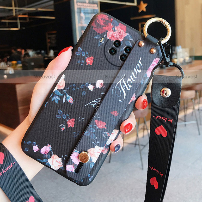 Silicone Candy Rubber Gel Flowers Soft Case Cover for Xiaomi Mi 10i 5G Black