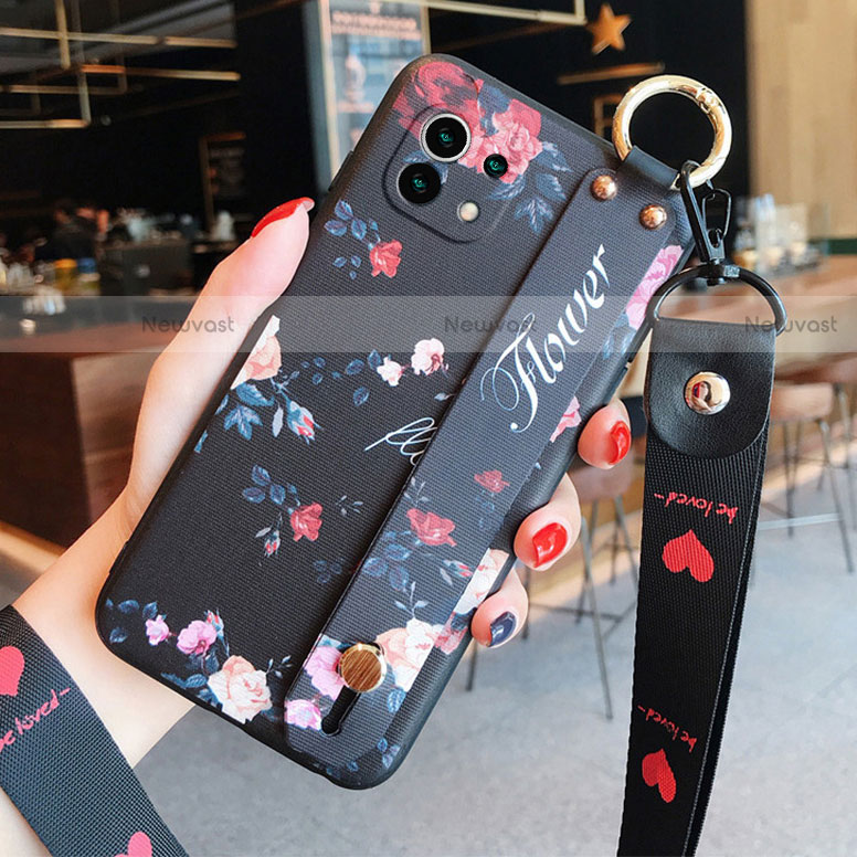 Silicone Candy Rubber Gel Flowers Soft Case Cover for Xiaomi Mi 11 5G Black