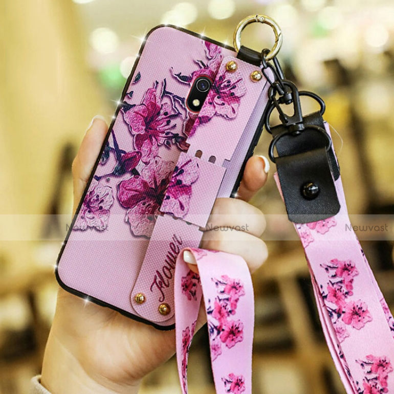 Silicone Candy Rubber Gel Flowers Soft Case Cover for Xiaomi Redmi 8A Purple