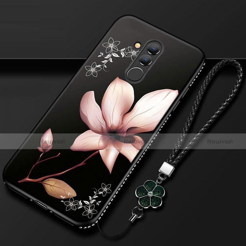 Silicone Candy Rubber Gel Flowers Soft Case Cover H02 for Huawei Mate 20 Lite Black