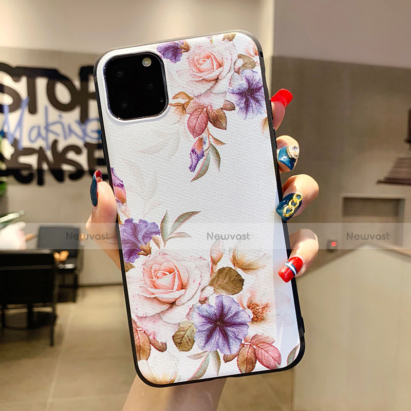 Silicone Candy Rubber Gel Flowers Soft Case Cover H04 for Apple iPhone 11 Pro White