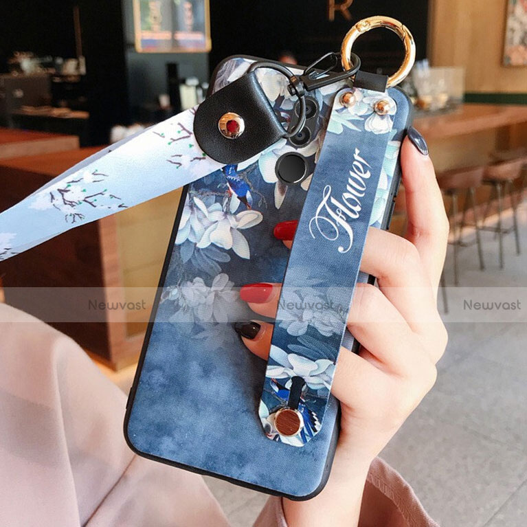 Silicone Candy Rubber Gel Flowers Soft Case Cover H04 for Huawei Mate 20 Lite Blue