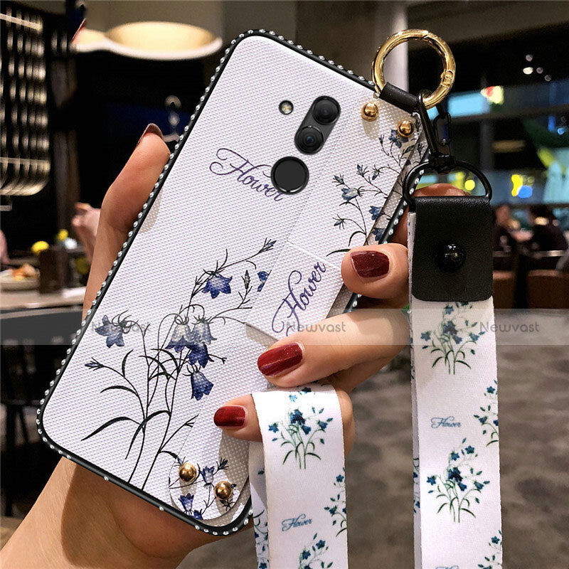Silicone Candy Rubber Gel Flowers Soft Case Cover H08 for Huawei Mate 20 Lite White