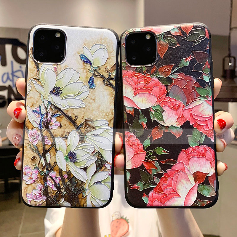 Silicone Candy Rubber Gel Flowers Soft Case Cover H12 for Apple iPhone 11 Pro Max