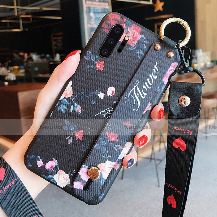 Silicone Candy Rubber Gel Flowers Soft Case Cover K01 for Samsung Galaxy Note 10 Plus 5G Black