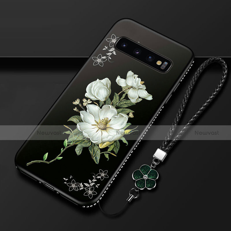 Silicone Candy Rubber Gel Flowers Soft Case Cover K01 for Samsung Galaxy S10 5G White