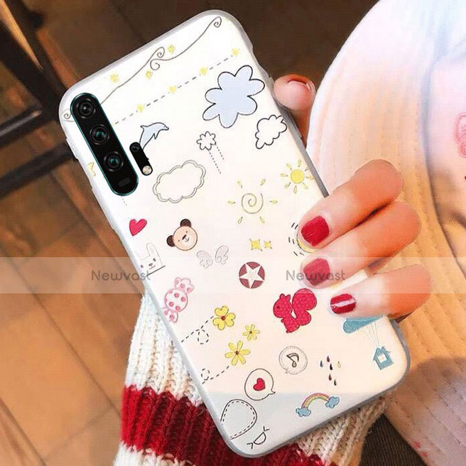 Silicone Candy Rubber Gel Flowers Soft Case Cover K02 for Huawei Honor 20 Pro