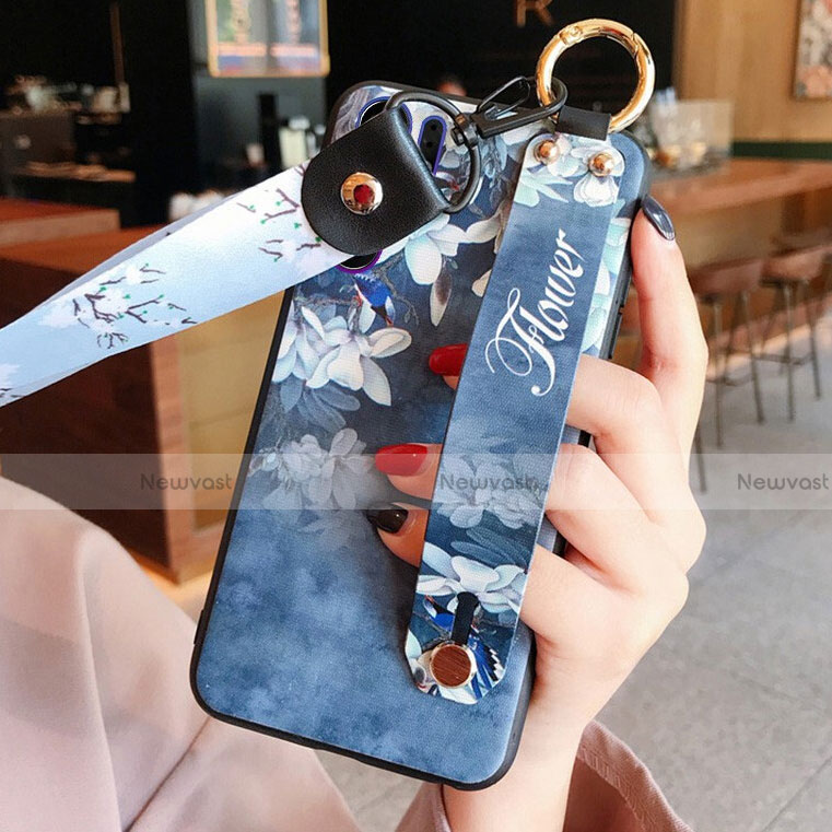 Silicone Candy Rubber Gel Flowers Soft Case Cover K02 for Huawei P30 Pro Blue