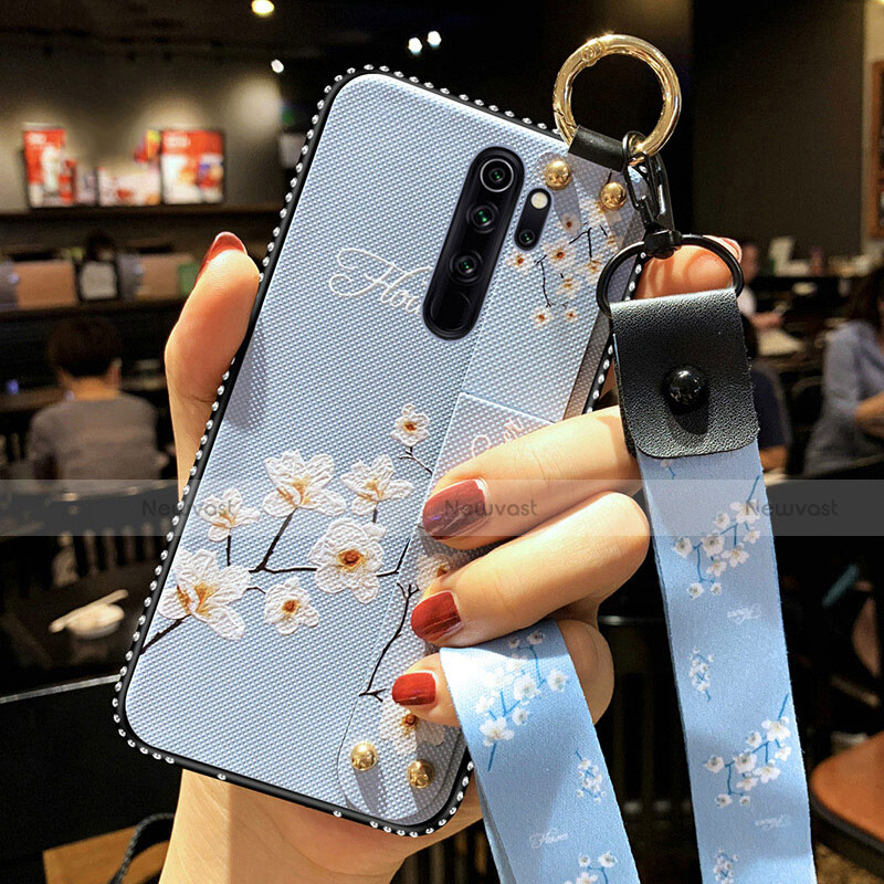 Silicone Candy Rubber Gel Flowers Soft Case Cover K02 for Xiaomi Redmi Note 8 Pro Sky Blue