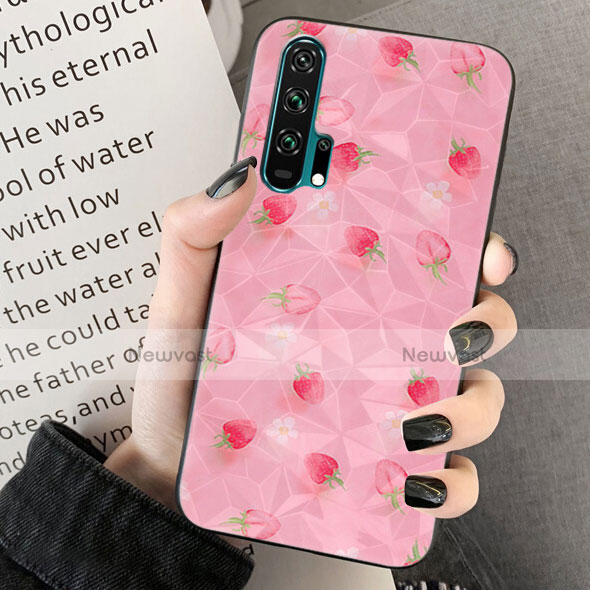 Silicone Candy Rubber Gel Flowers Soft Case Cover K03 for Huawei Honor 20 Pro Pink
