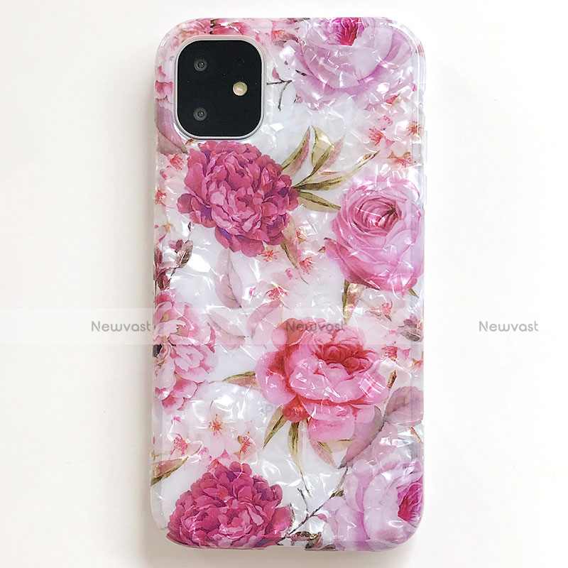 Silicone Candy Rubber Gel Flowers Soft Case Cover S01 for Apple iPhone 11 Pink