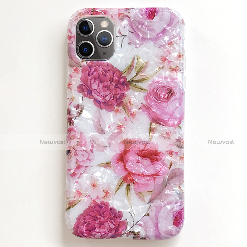 Silicone Candy Rubber Gel Flowers Soft Case Cover S01 for Apple iPhone 11 Pro Max Pink