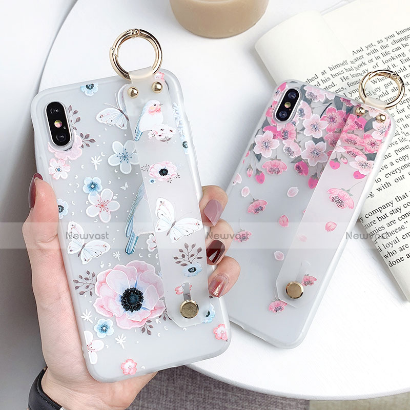 Silicone Candy Rubber Gel Flowers Soft Case Cover S01 for Apple iPhone X