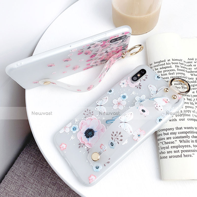 Silicone Candy Rubber Gel Flowers Soft Case Cover S01 for Apple iPhone Xs