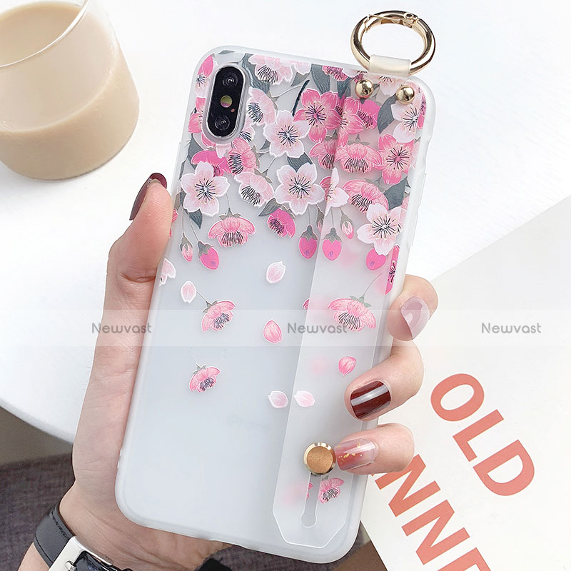 Silicone Candy Rubber Gel Flowers Soft Case Cover S01 for Apple iPhone Xs
