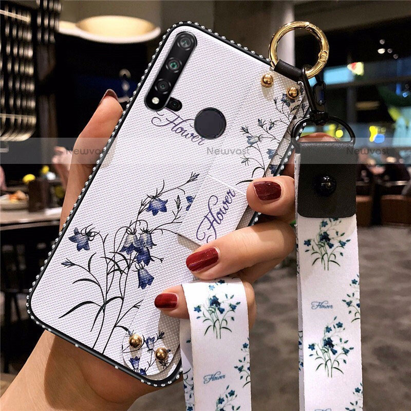 Silicone Candy Rubber Gel Flowers Soft Case Cover S01 for Huawei P20 Lite (2019) White