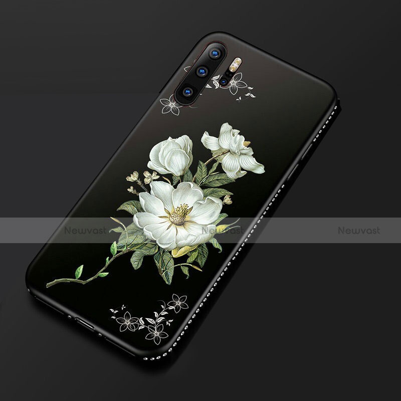 Silicone Candy Rubber Gel Flowers Soft Case Cover S01 for Huawei P30 Pro White