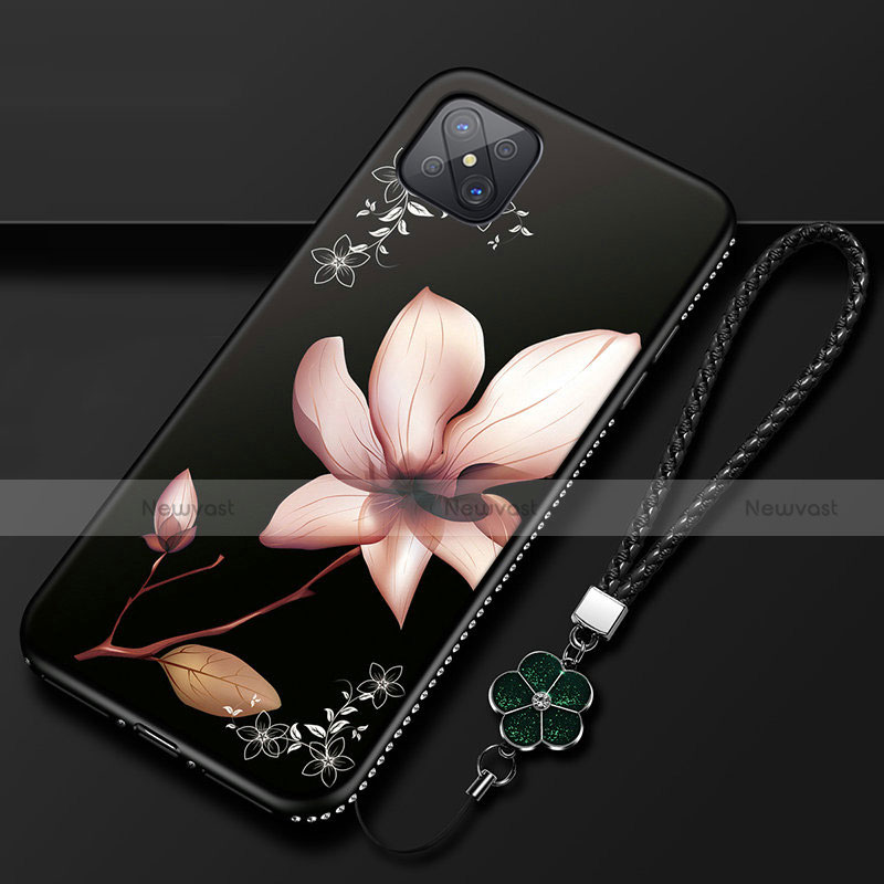 Silicone Candy Rubber Gel Flowers Soft Case Cover S01 for Oppo A92s 5G Brown