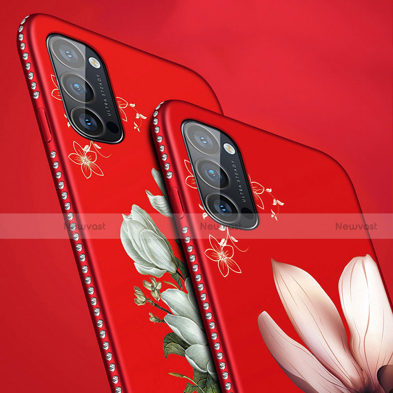 Silicone Candy Rubber Gel Flowers Soft Case Cover S01 for Oppo Reno4 Pro 5G