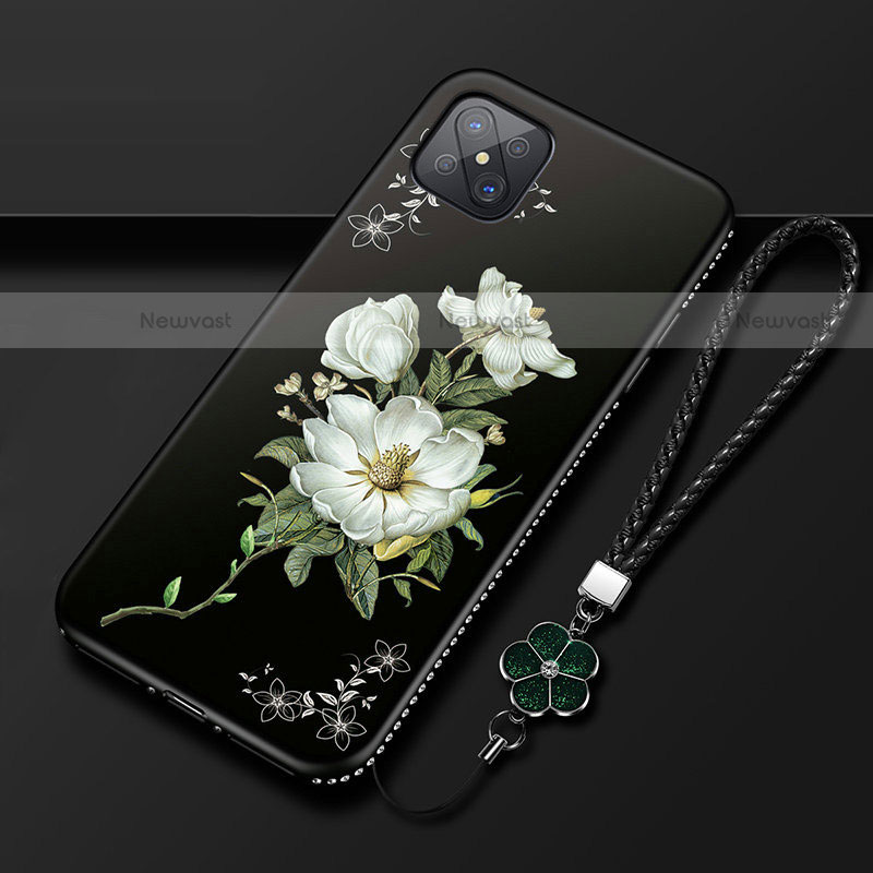 Silicone Candy Rubber Gel Flowers Soft Case Cover S01 for Oppo Reno4 Z 5G White