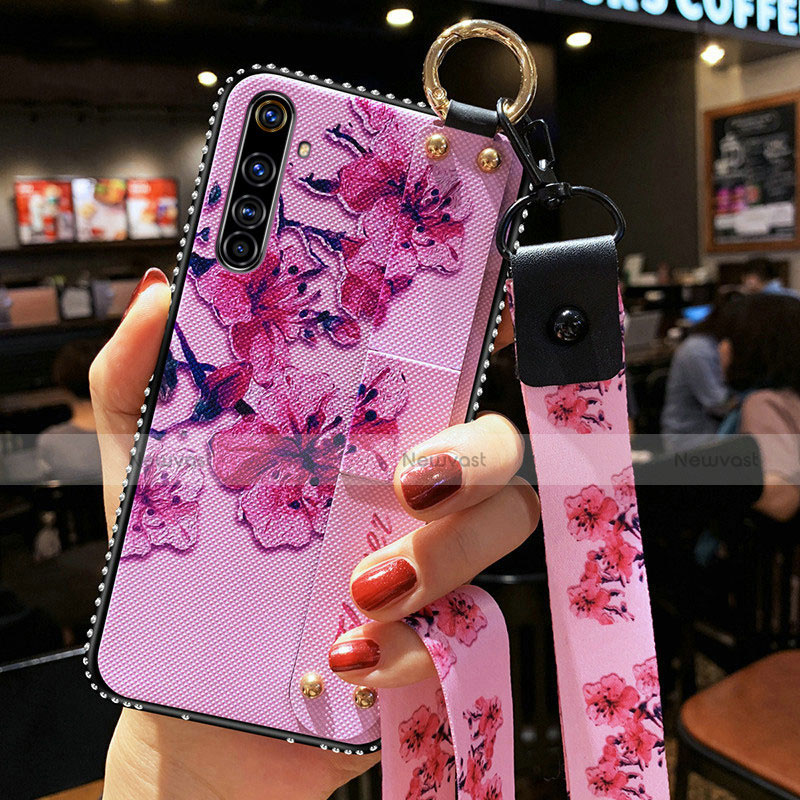 Silicone Candy Rubber Gel Flowers Soft Case Cover S01 for Realme X50 Pro 5G Purple