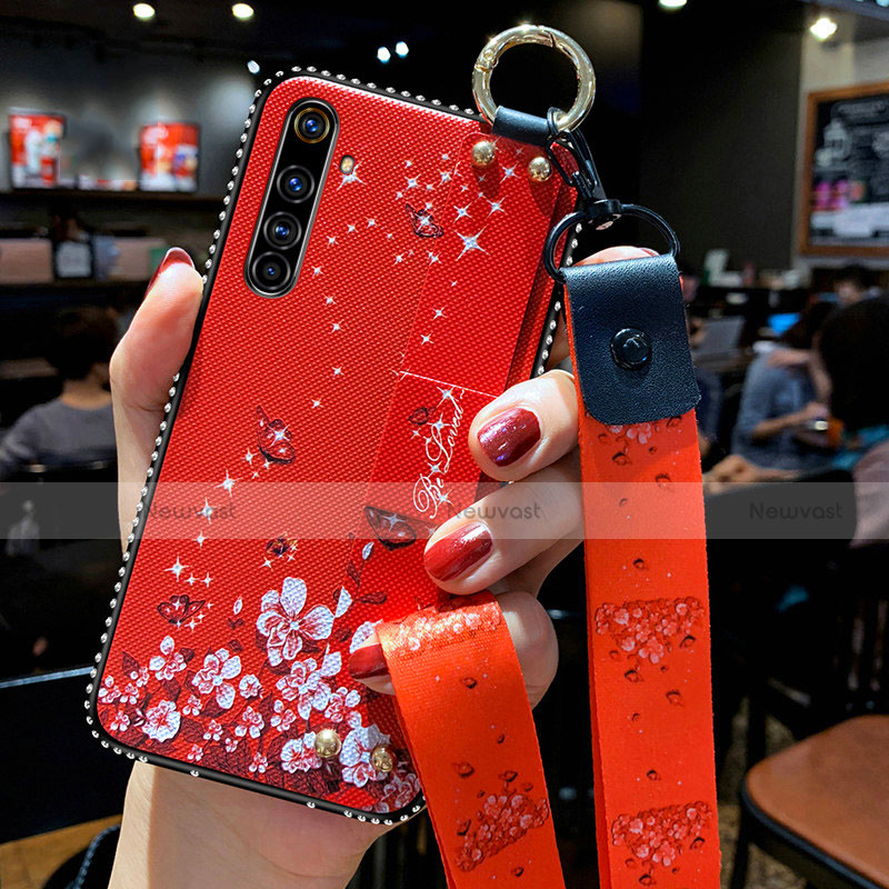 Silicone Candy Rubber Gel Flowers Soft Case Cover S01 for Realme X50 Pro 5G Red