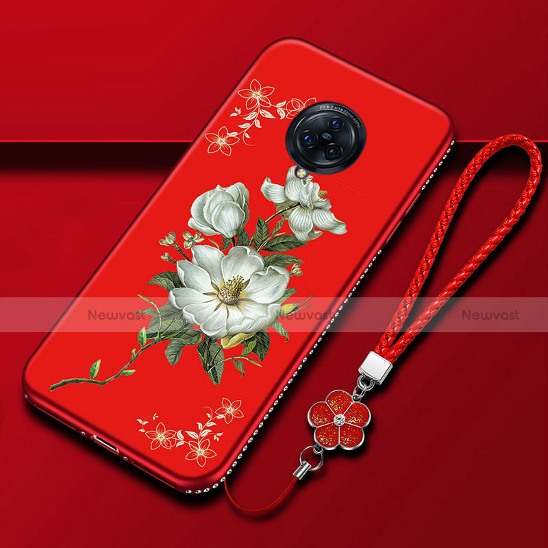 Silicone Candy Rubber Gel Flowers Soft Case Cover S01 for Vivo Nex 3 Red
