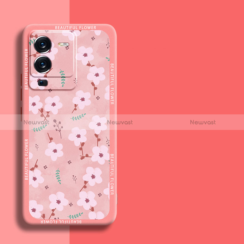 Silicone Candy Rubber Gel Flowers Soft Case Cover S01 for Vivo V25 Pro 5G