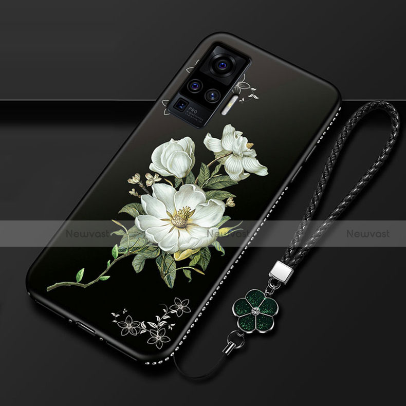 Silicone Candy Rubber Gel Flowers Soft Case Cover S01 for Vivo X50 Pro 5G