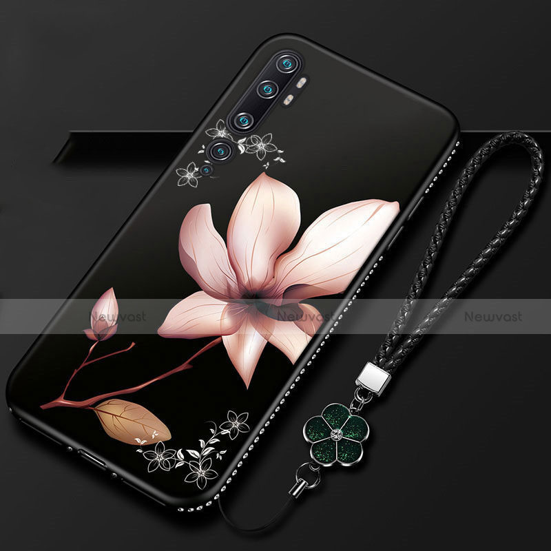 Silicone Candy Rubber Gel Flowers Soft Case Cover S01 for Xiaomi Mi Note 10 Pro Brown