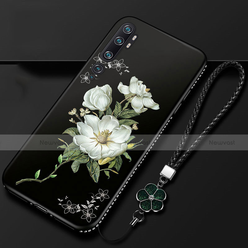 Silicone Candy Rubber Gel Flowers Soft Case Cover S01 for Xiaomi Mi Note 10 Pro White