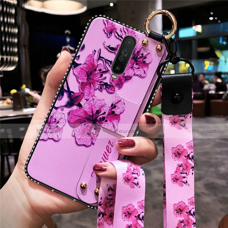 Silicone Candy Rubber Gel Flowers Soft Case Cover S01 for Xiaomi Redmi K30 5G Purple