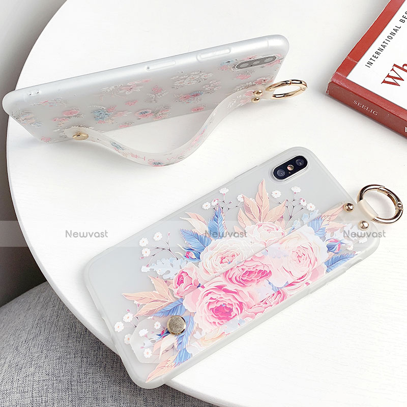 Silicone Candy Rubber Gel Flowers Soft Case Cover S02 for Apple iPhone Xs