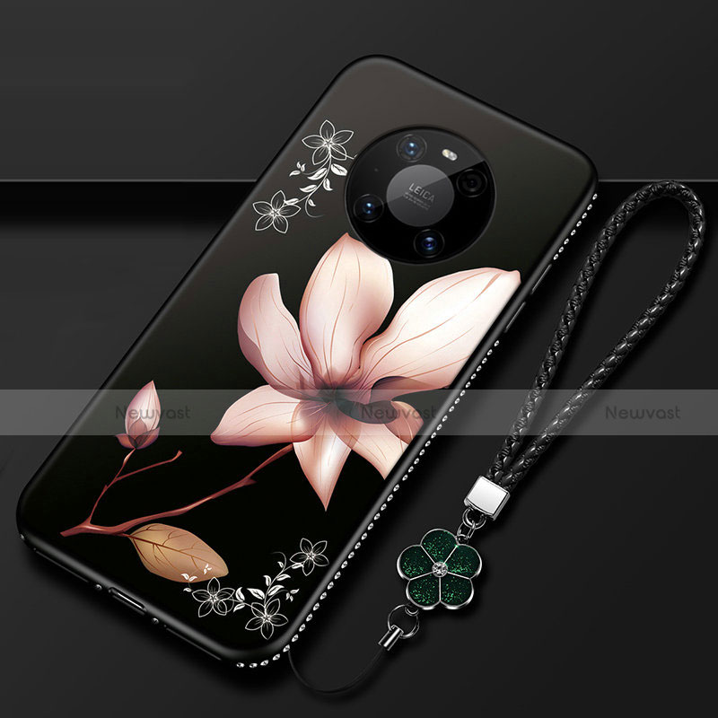 Silicone Candy Rubber Gel Flowers Soft Case Cover S02 for Huawei Mate 40 Pro Brown