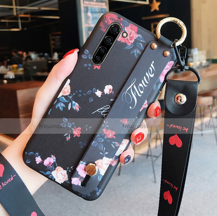 Silicone Candy Rubber Gel Flowers Soft Case Cover S02 for Oppo Find X2 Lite Black