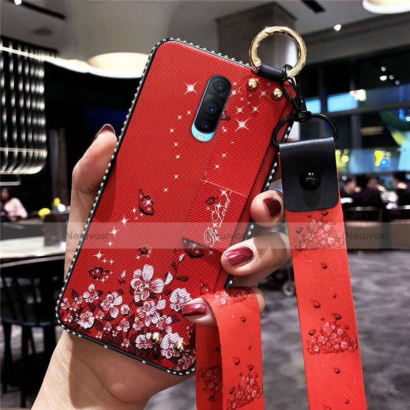 Silicone Candy Rubber Gel Flowers Soft Case Cover S02 for Oppo R17 Pro Red