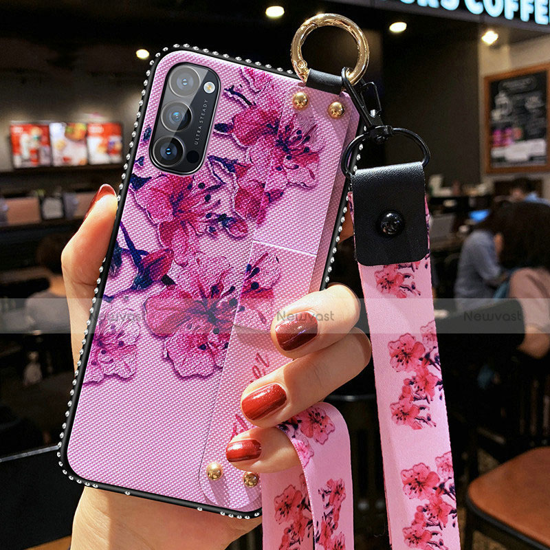 Silicone Candy Rubber Gel Flowers Soft Case Cover S02 for Oppo Reno4 5G