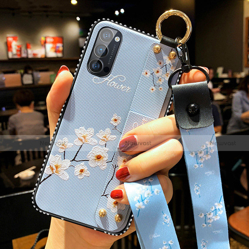 Silicone Candy Rubber Gel Flowers Soft Case Cover S02 for Oppo Reno4 5G