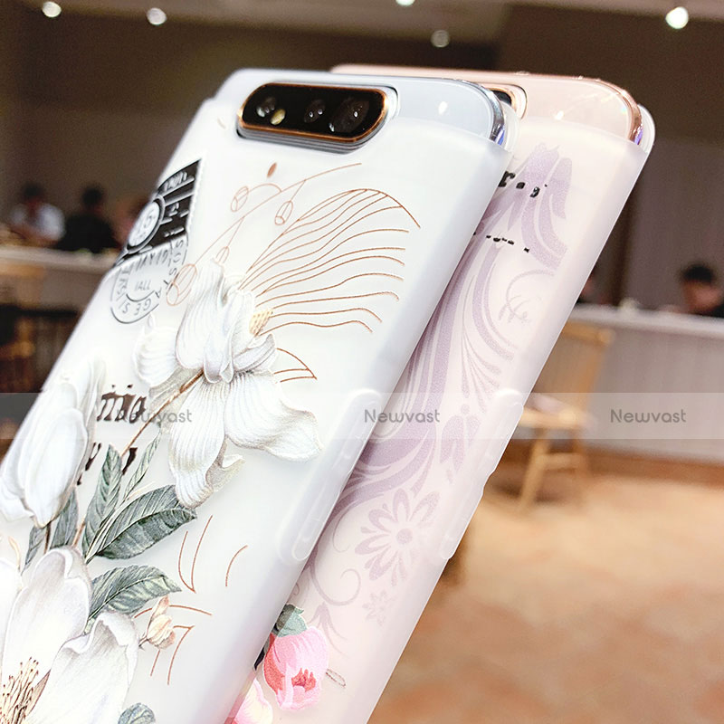Silicone Candy Rubber Gel Flowers Soft Case Cover S02 for Samsung Galaxy A80