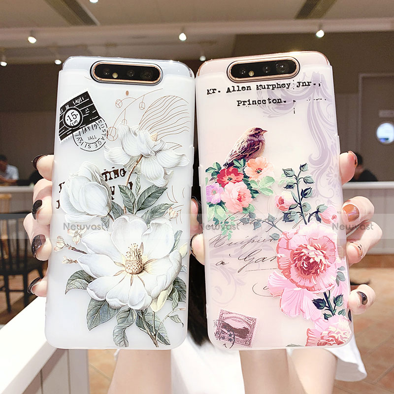 Silicone Candy Rubber Gel Flowers Soft Case Cover S02 for Samsung Galaxy A80