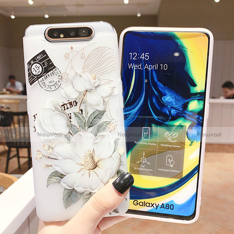Silicone Candy Rubber Gel Flowers Soft Case Cover S02 for Samsung Galaxy A90 4G
