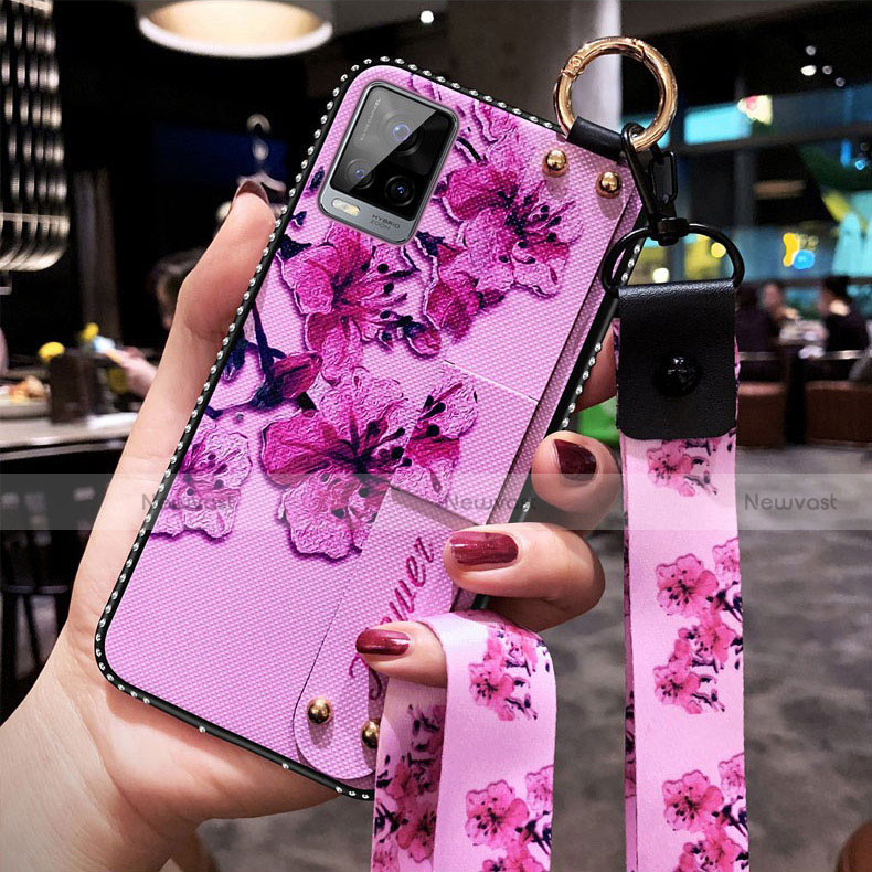 Silicone Candy Rubber Gel Flowers Soft Case Cover S02 for Vivo V20 Pro 5G Clove Purple
