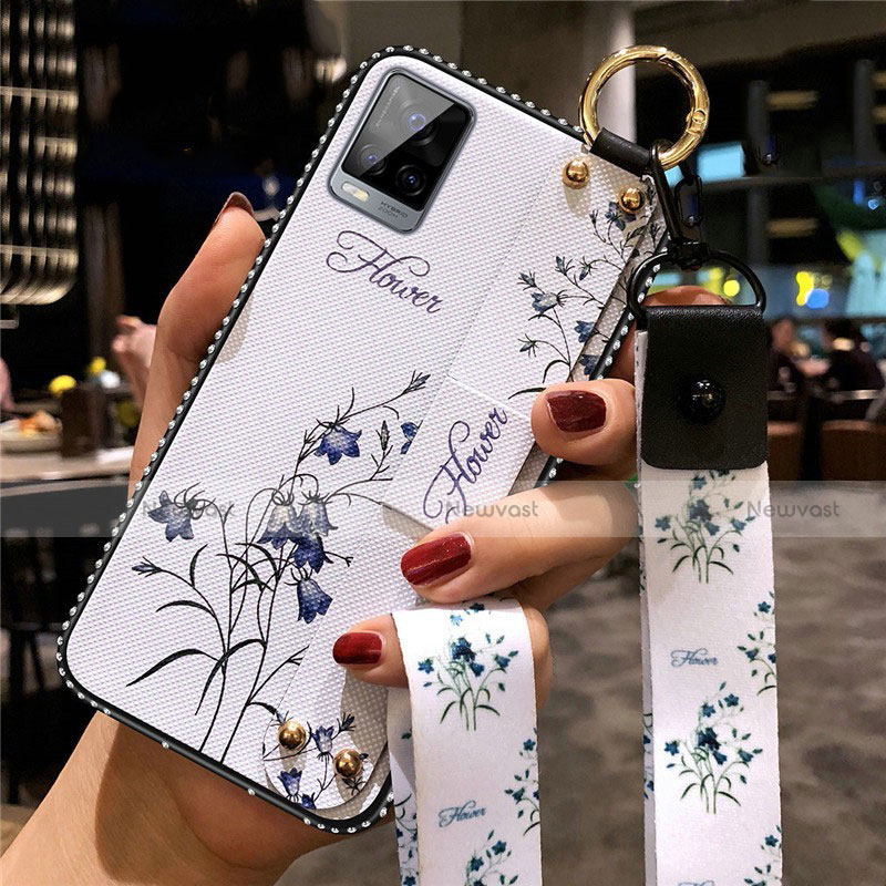 Silicone Candy Rubber Gel Flowers Soft Case Cover S02 for Vivo V20 Pro 5G White