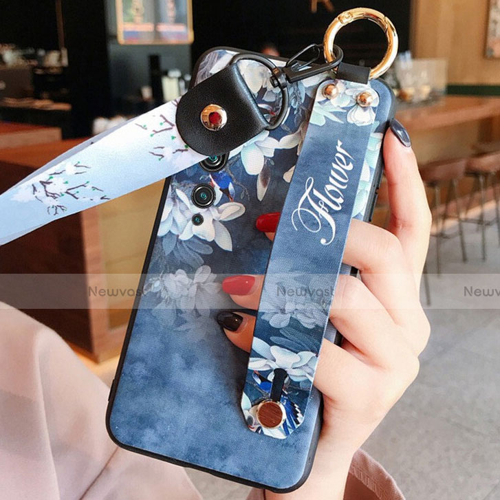 Silicone Candy Rubber Gel Flowers Soft Case Cover S02 for Xiaomi Mi Note 10 Pro Blue