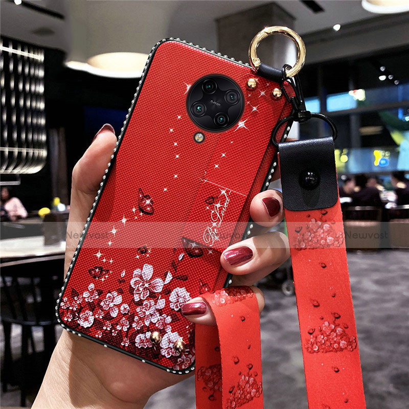 Silicone Candy Rubber Gel Flowers Soft Case Cover S02 for Xiaomi Redmi K30 Pro 5G Red